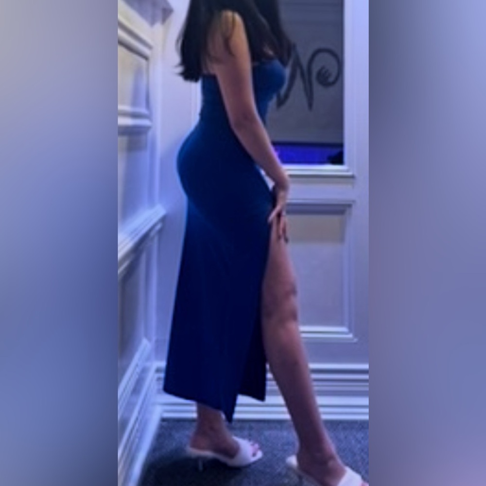 Spaghetti Strap Backless Thigh-high Slit Bodycon Dress